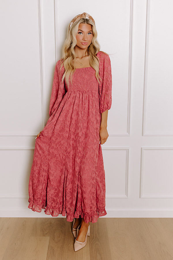 Ultimate Rustic Rose Jacquard Maxi Dress – Embrace Everyday Elegance