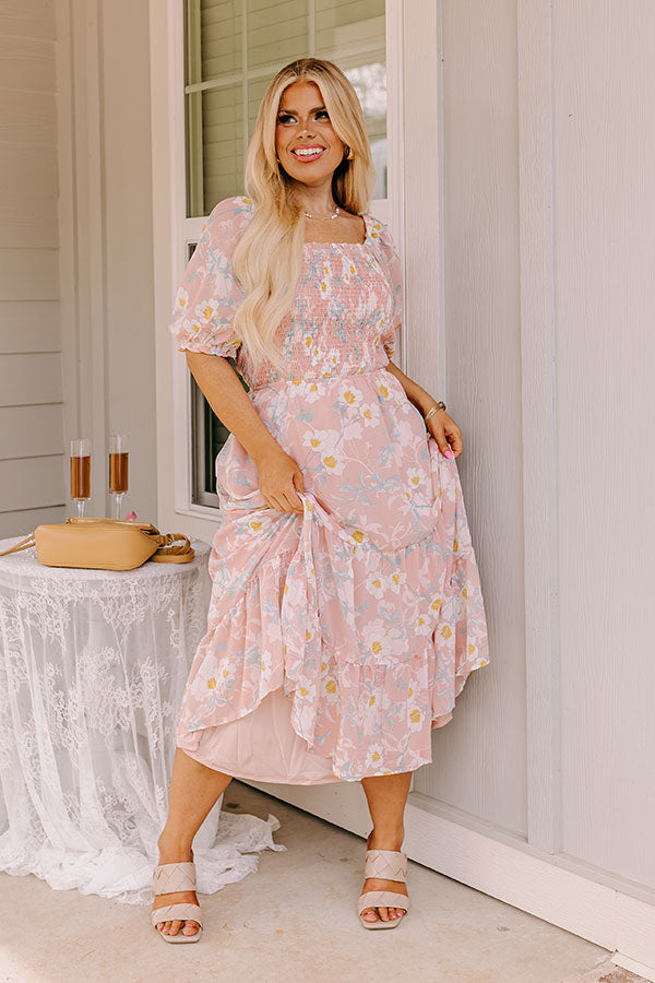 Ultimate Floral Elegance Smocked Midi Dress