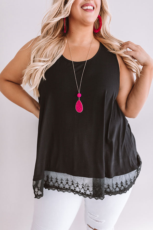 Premium Athens Shift Tank - Black Lace Hem for Curves