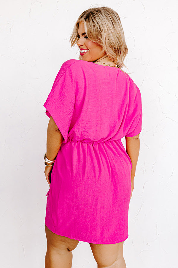 Ultimate Flirtation Mini Dress - Hot Pink Wrap Style