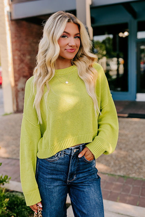 Premium Coastal Breeze Knit Sweater in Lime Punch - Ultimate Comfort & Style