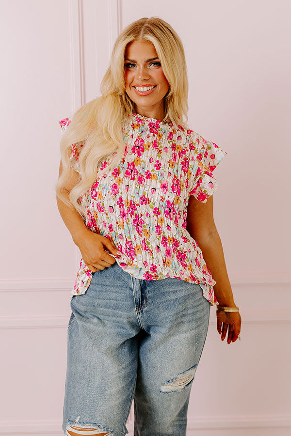 Premium Floral Statement Smocked Top - Ultimate Style for Curves