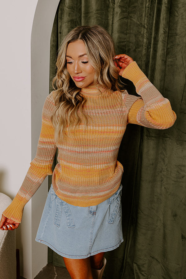 Premium Vermont Views Ribbed Knit Sweater in Honey