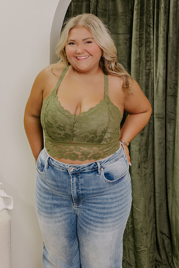 Premium Juliette Racerback Lace Bralette - Olive Curves | Ultimate Comfort & Style