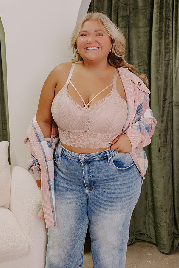 Premium Luna Longline Lace Bralette - Dusty Blush Curves | Ultimate Comfort & Style