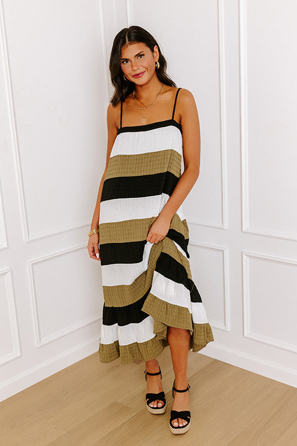 Ultimate Soho Stripe Midi Dress - Premium Flowy Style