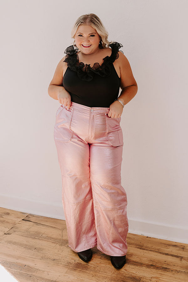 Ultimate Raleigh High Waist Metallic Pants - Pink Curves Edition