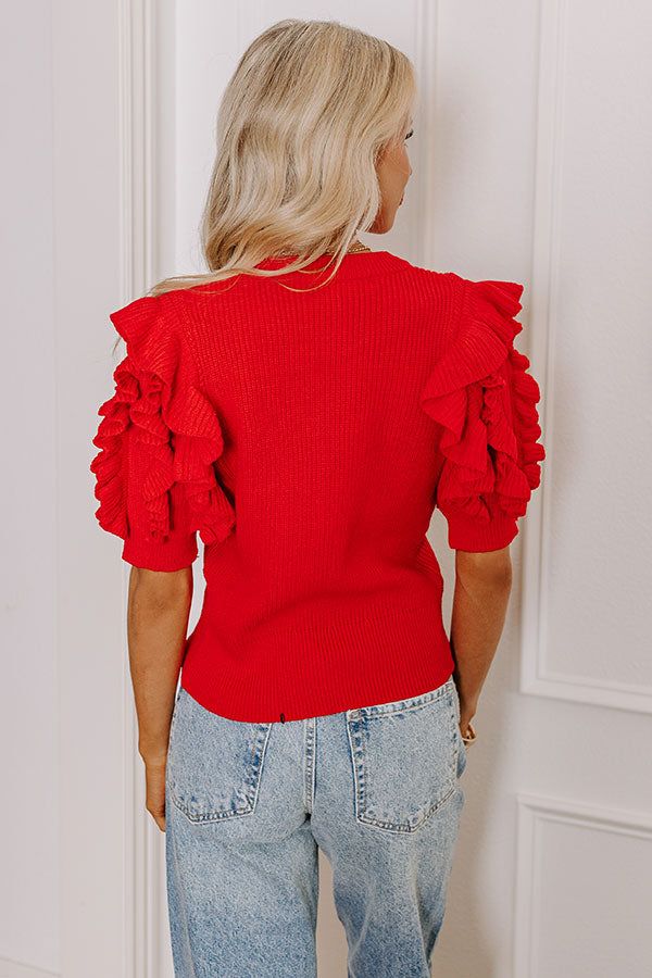 Premium Ruffle Knit Top - Red | Ultimate Style Upgrade