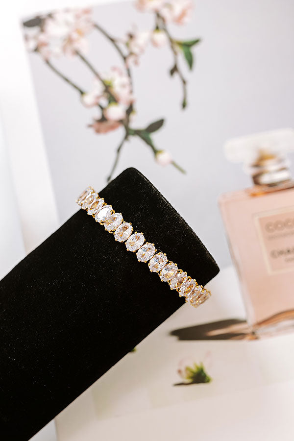 Ultimate Sparkle Gold Cubic Zirconia Cuff Bracelet - Premium Elegance