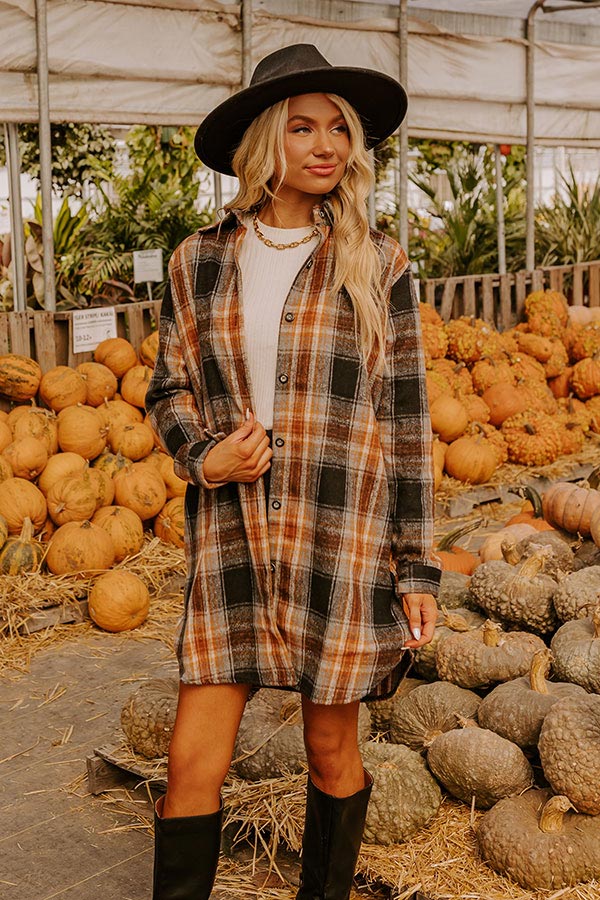 Premium Peppermint Kisses Flannel Tunic Dress - Black Plaid