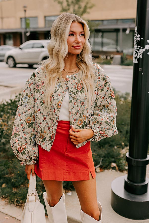 Premium Floral Ruffle Bomber Jacket - Ultimate Feminine Style