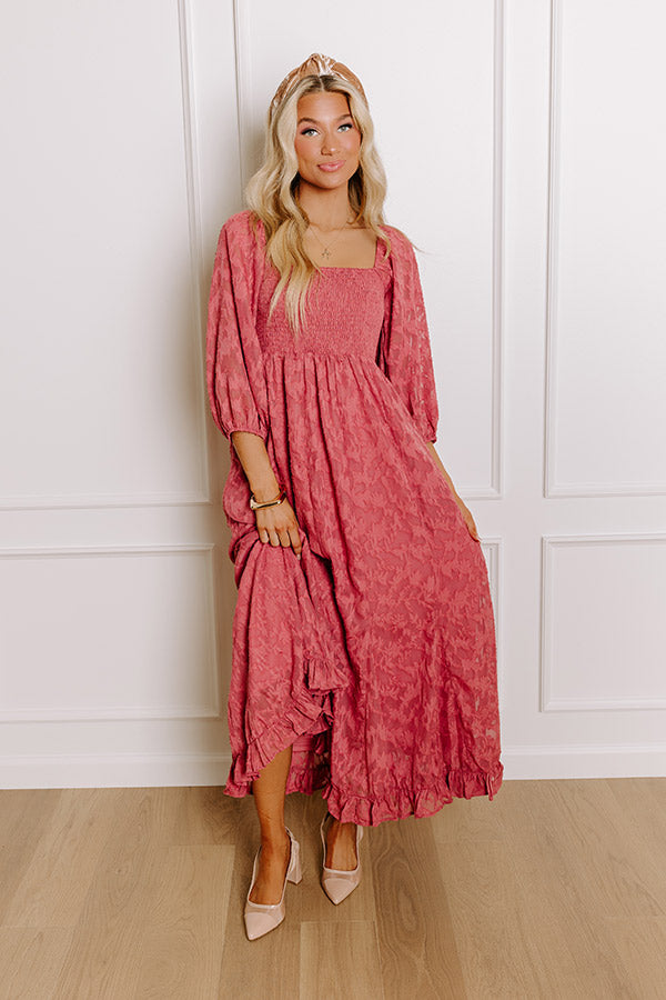 Ultimate Rustic Rose Jacquard Maxi Dress – Embrace Everyday Elegance