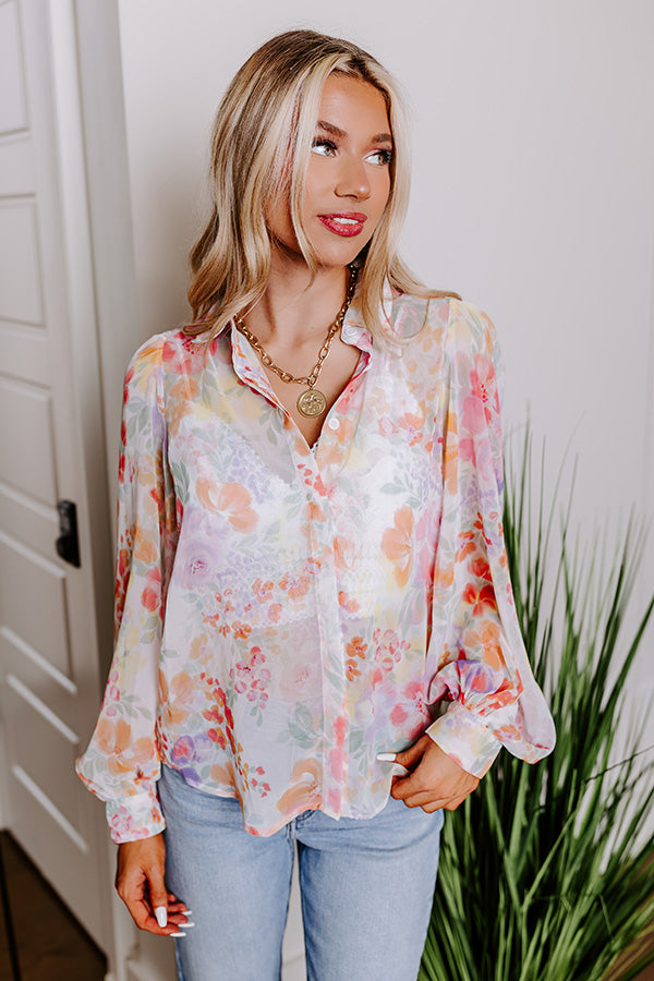 Premium Lush Blooms Chiffon Blouse