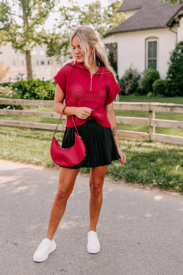 Premium Cozy Lifestyle Knit Top - Red