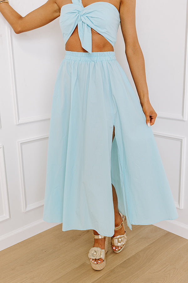 Premium Sky Blue High Waist Maxi Skirt - Ultimate Chic Style