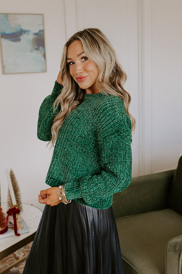 Premium Fall Sentiments Chenille Sweater - Ultimate Cozy Green