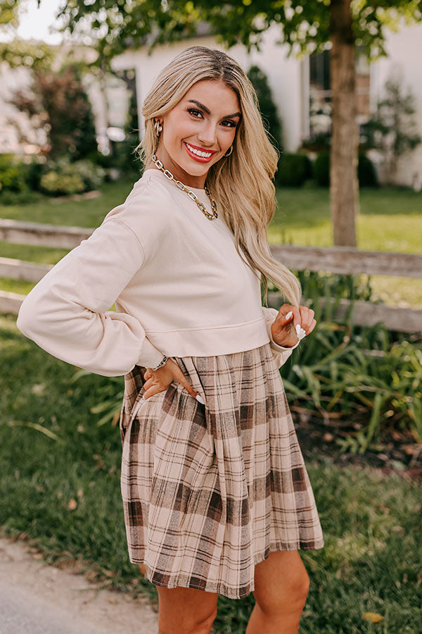 Premium French Vanilla Plaid Mini Dress - Ultimate Fall Style