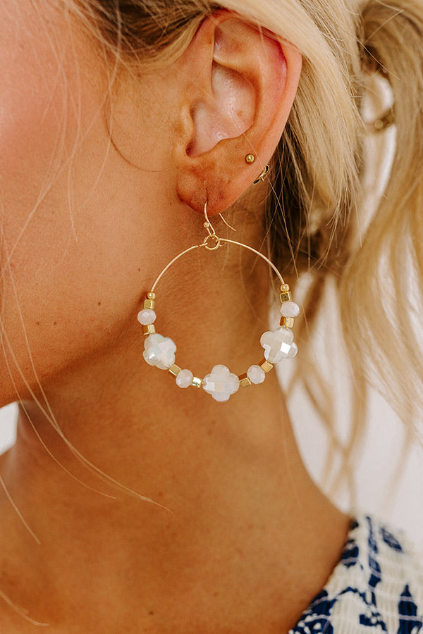 Premium White Clover Dangle Earrings