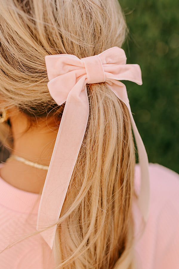 Premium Velvet Bow Hair Clip - Light Peach | Ultimate Style Upgrade