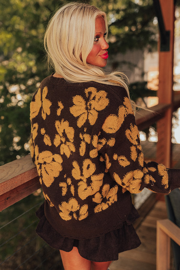 Premium Cocoa Bomb Floral Knit Sweater - Ultimate Cozy Style