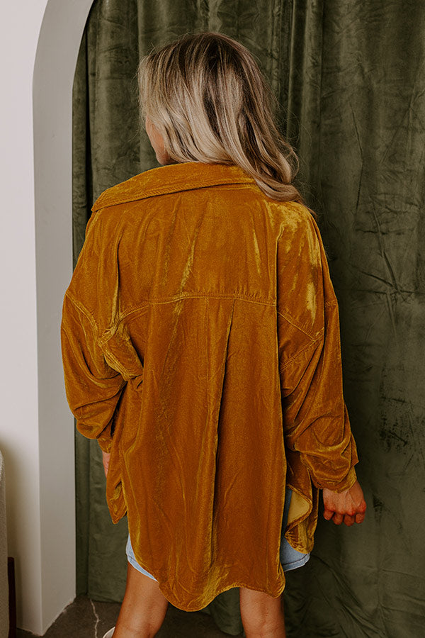 Premium Velvet Button-Up Top in Mustard - Ultimate Style Upgrade