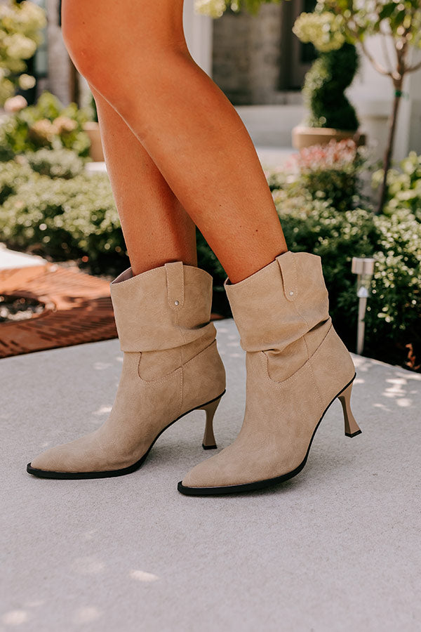 Premium Eliza Faux Nubuck Bootie in Khaki - Ultimate Comfort & Style