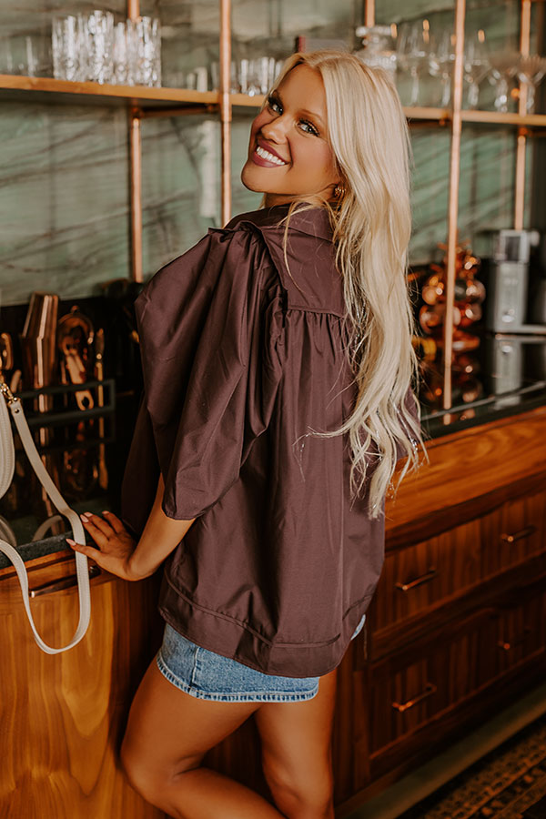 Premium Paris Nights Button-Up Top in Windsor Wine