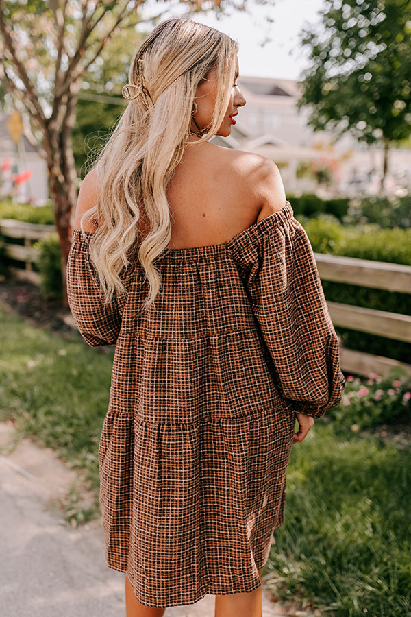 Premium Pumpkin Spice Plaid Mini Dress - Cozy Fall Essential