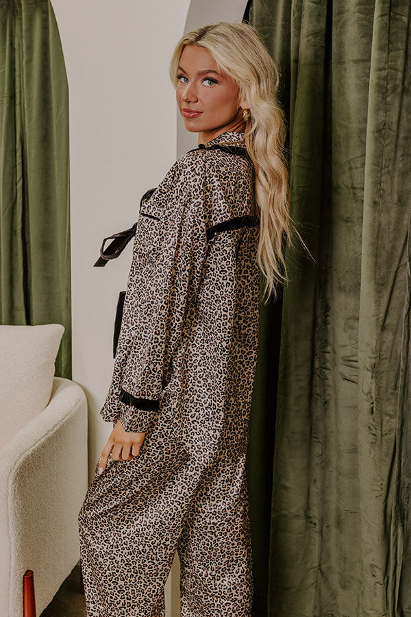 Premium Satin Leopard Print Pajama Top - Ultimate Cozy Elegance