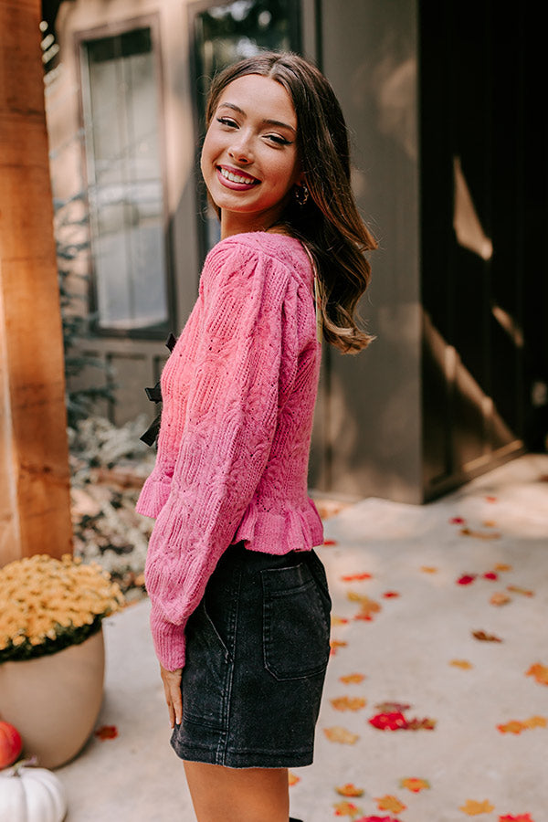 Premium Flirty Feeling Knit Sweater Top - Blush Elegance