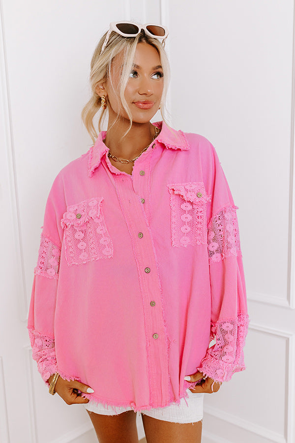 Premium Loving Smile Lace Button-Up Top