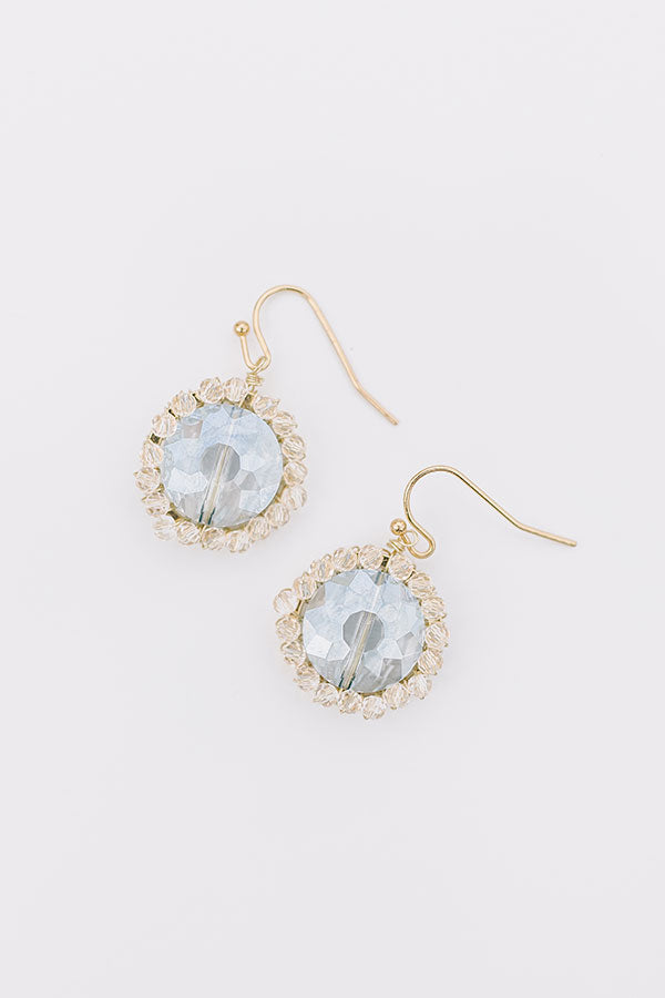 Premium Sky Blue Rhinestone Dangle Earrings