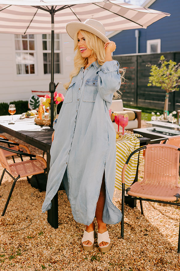 Ultimate Street Chic Chambray Maxi Dress for Curves