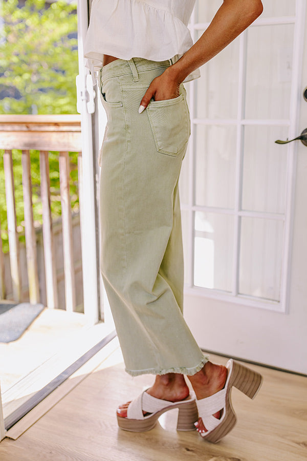 Premium Sage Iris Midrise Wide Leg Jeans – Ultimate Style Upgrade