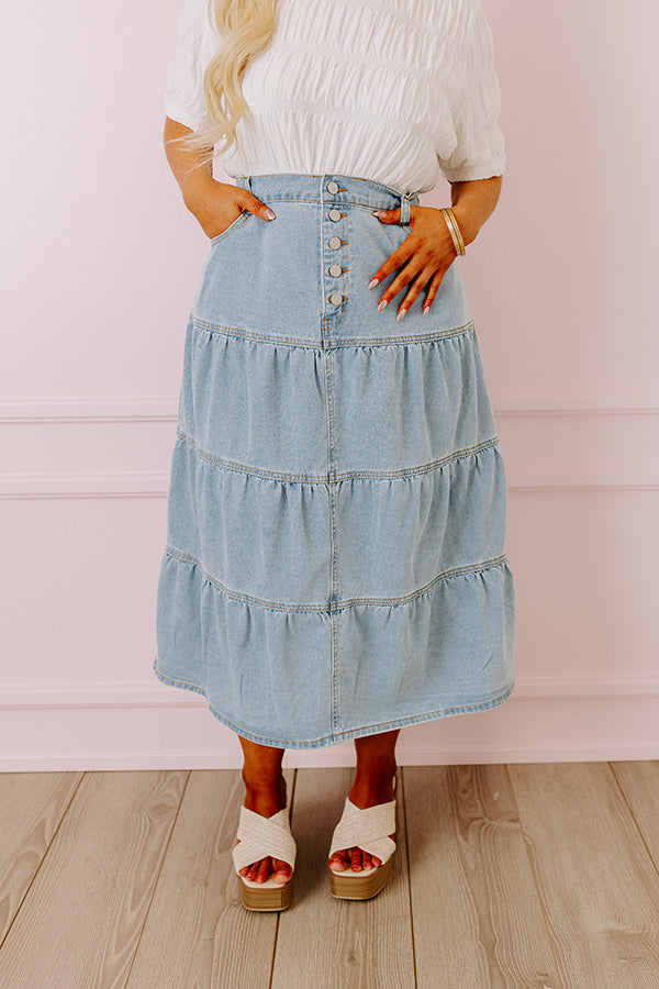 Premium Jacey Denim Skirt - Ultimate Curves & Comfort