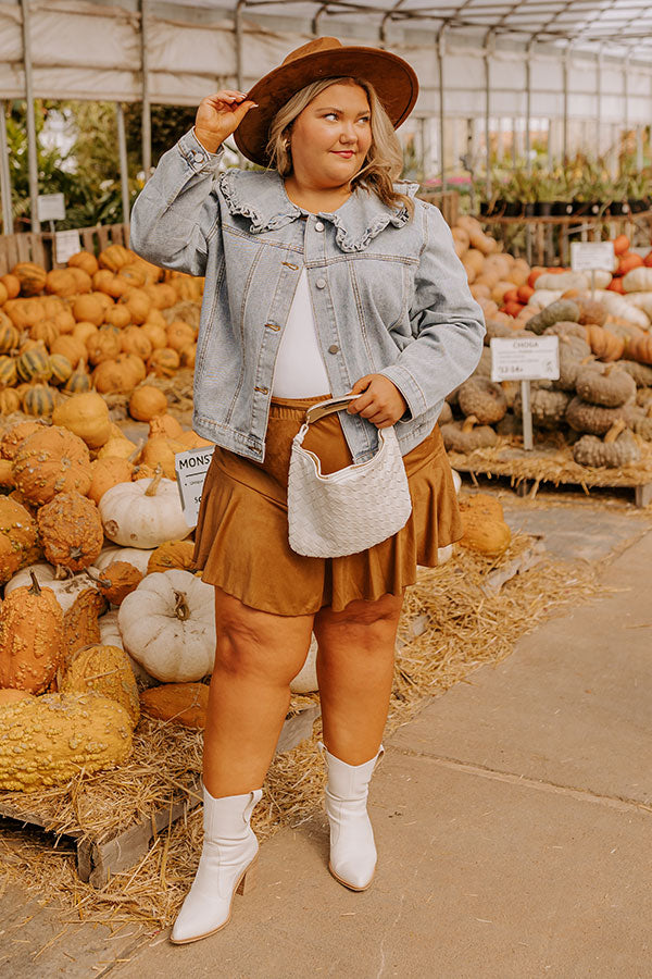 Premium Rustic Vineyard Denim Jacket with Ruffled Collar