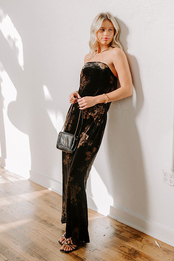 Premium Velvet Floral Maxi Dress - Ultimate Elegance