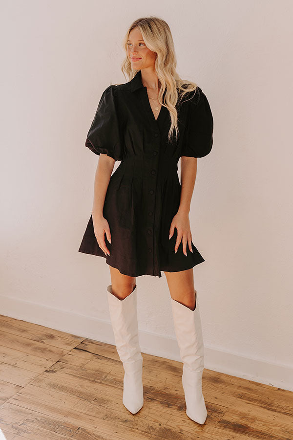 Ultimate Chic Black Button Down Mini Dress - Turn Heads Instantly