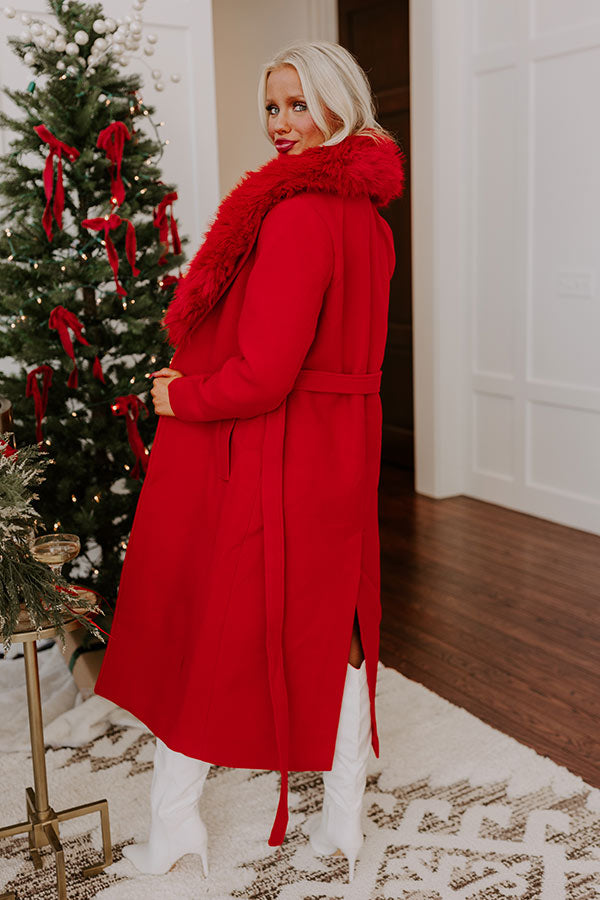 Premium Central Park Stroll Coat - Elegant Red