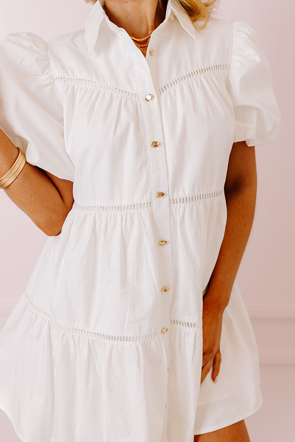 Premium Sunday Stroll Mini Dress: Ultimate White Elegance