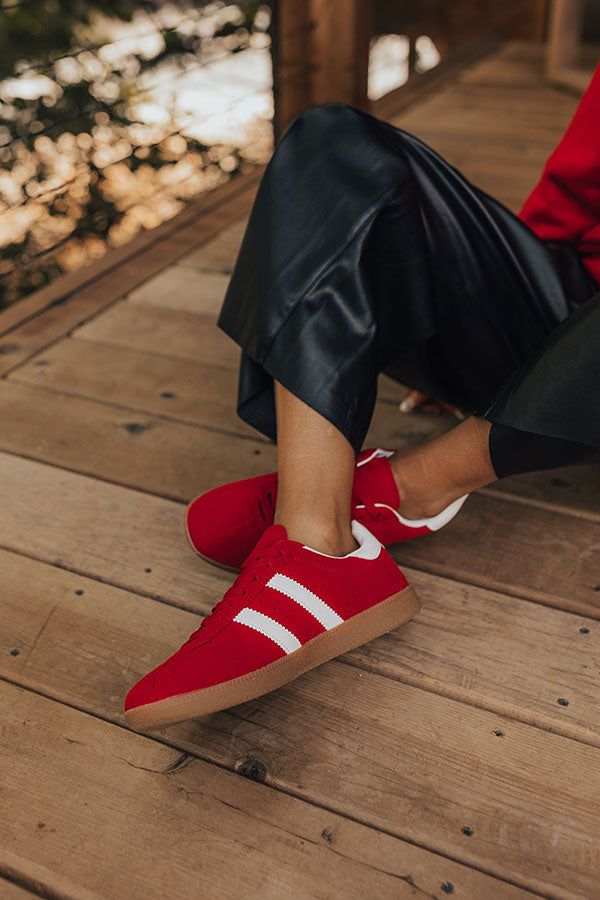 Premium Sutton Faux Suede Sneakers in Bold Red - Ultimate Comfort & Style