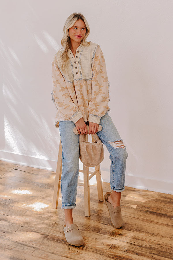 Premium French Vanilla Heart Flutters Knit Sweater