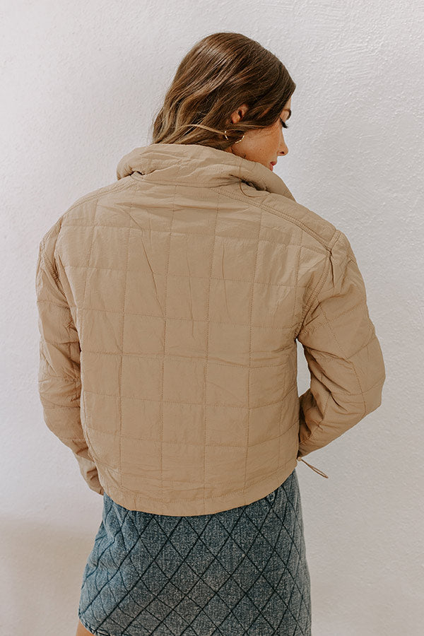 Premium Quilted Puffer Jacket in Warm Taupe - Ultimate Comfort for Chilly Days