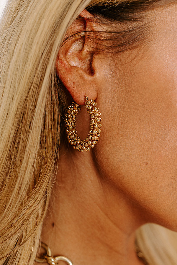 Premium Golden Haze Beaded Hoop Earrings