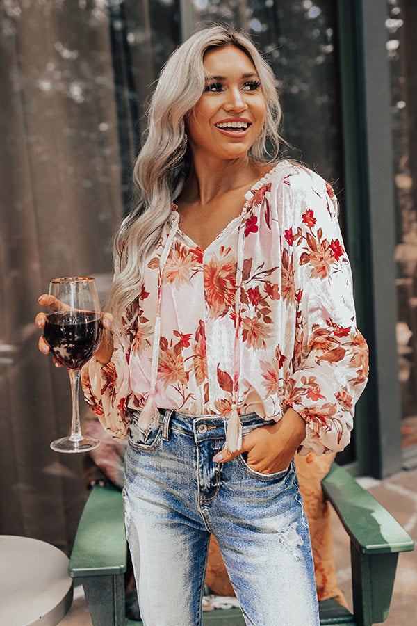 Premium Velvet Burnout Floral Bodysuit - Pink