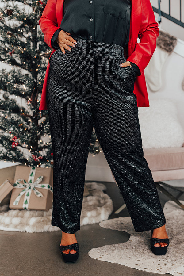 Premium High Waist Glitter Pants - Ultimate Shimmer Edition