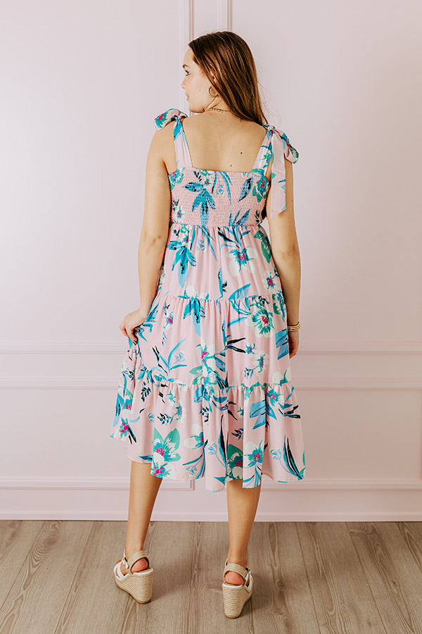 Premium Catalina Island Floral Midi Dress