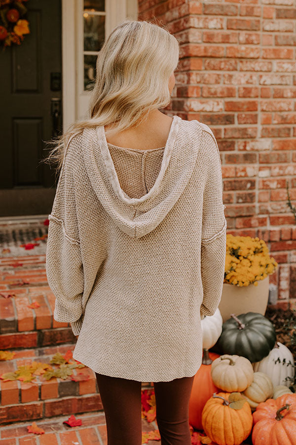 Premium Bonfire Cozy Knit Hoodie - Warm Taupe | Ultimate Casual Comfort