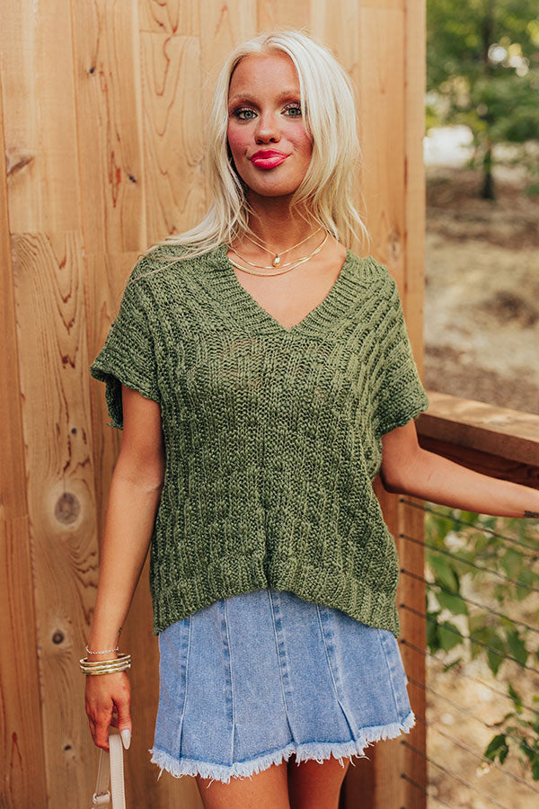 Premium Block Party Chic Knit Top - Olive