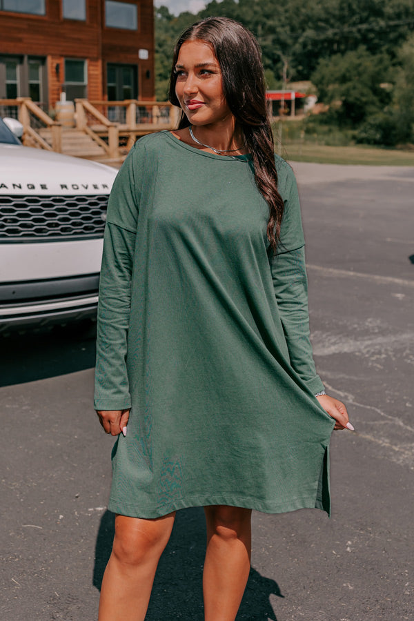 Premium Light Hunter Green T-Shirt Dress - Ultimate Everyday Comfort